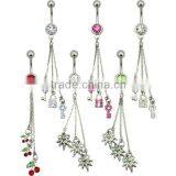 Triple Dangle Navel Rings Belly Bar thumbnail-1