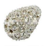 Alloy Rhinestone Beads, Grade "A", Drop, Silver Metal Color, Clear, About 15x10mm, Hole: 1.5mm(RB-J005-S) thumbnail-1