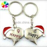 Couples Christmas Hat Metal Custom Keychain