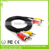 10M/33ft Gold Plated Plug 2 RCA to 2 RCA(Phono) Cable extension lead Audio Cable