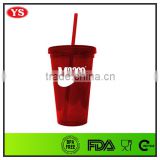 450 ml plastic double wall glass tumbler with lid
