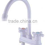 Inexpensive White Hot Cold Double Plastic Basin Faucet thumbnail-5