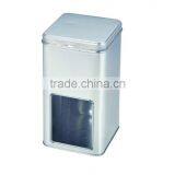 2014 Hot Tin Tea Box With Window Metal Caddy