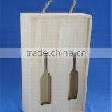 Natural Unfinished Decorative 2 Bottle Wooden Wine Gift Box Wholesale thumbnail-6