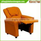 Contemporary Orange Vinyl Kids Recliner With Cup Holder and Headrest thumbnail-5