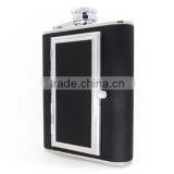 6 OZ Stainless Steel Wine Bottles Stick Black Twill Leather Cigarette Case thumbnail-3
