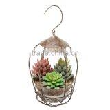 Rustic Style Freestanding / Hanging Brown Metal Flower Plant Pot Rack / Display Planter thumbnail-1