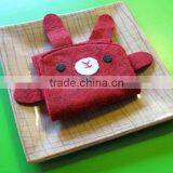 China Supplier Wholesale Custom Cute Polyester Phone Sleeve Cell Pouch Cotton Fabric Rabbit Wallet With Black Eyes for Women thumbnail-1