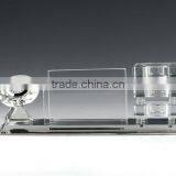 JingYaGe Clear Fashion Pen Holder Card Holder Crystal Office Set With Clock thumbnail-1