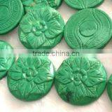 35mm Green Carved Turquosie Loose Beads thumbnail-1