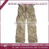 Mens Khaki Color Stone Washed Heavy Cotton Drill Multi Pockets Cargo Pants thumbnail-1