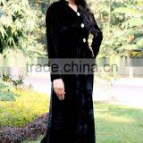 Fashion Brand Designer Long Kurtis With Front Neck Crystal Buttons Navy Blue Velvet Kurti HSD7920 thumbnail-4