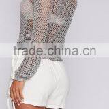 Long Sleeve Metallic Shiny Fancy Tops Summer Sexy Lady Tops thumbnail-5