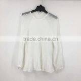 Yiwu Stock Apparel Women Pleated Transparent Sexy Chiffon Blouse thumbnail-1