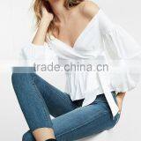 MGOO New Fashion Sexy White Women Tops Latest Design V Neck Wholesale Factory Price thumbnail-2