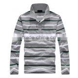 2016 Hot Sale Custom 100% Cotton Long Sleeve Mens Stripe Polo Shirts With Pocket thumbnail-4