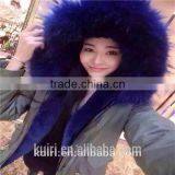 High Fashion Cold Winter Outwear 2016 New Natural Faux Fox Fur Lined Parka With Natural Big Size Raccoon Fur Collar Trim thumbnail-1
