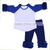 Cute Infant Girl Clothing Cold Shoulder Girl Icing t Shirt Sets Girl Ruffle Pants Outfits thumbnail-5