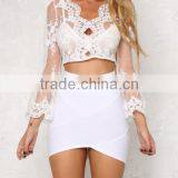 Runwaylover 115 Europe Style 2017 Women Sexy Deep V-Neck Lace Embroidery Crop Tops thumbnail-3