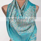 Long Scarf or Shawl or Neck Wrap. Mothers Days Scarf. Fall Oversize Scarf Wrap. Turquoise and Beige.