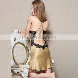 Factory Direct Sale Sexy Emulation Silk Condole Belt Nightgown Ms Summer Sexy Pajamas Household to Take thumbnail-5