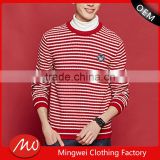 fashional mens red and white knit fabric sweater for sale