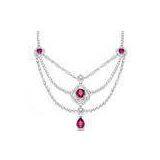 Ladies Silver Elegant White And Red Diamond Statement Necklace Jewellery