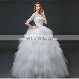 HS1619 2017 Luxury Applique Princess Bridal Gown Corset Organza Cathedral Church Ball Gown Wedding Dresses Cheap thumbnail-5