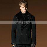 European Fashion Men's Outwear Soft Shell Woolen Jackets Slim Fit Winter Wool Coats With Big Fur Collar