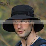Wholesale Cheap Foldable Sun Custom Bucket Hat Summer Cotton Cap Fishing Boonie Brim Sun Safari Hat With Strings thumbnail-3