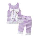 Girls Summer Clothing Sets Kids Grid Sundress & Pant Outfit Solid Color thumbnail-5