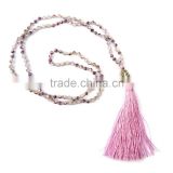 Popular Handmade Weave Statement Necklace Crystal Beads Necklace, Tassels Necklace with Buddha head
