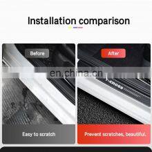 4pcs Car Accessories Door Sill Protector Stickers PU Leather Carbon Fiber for Volkswagen VW T-CROSS T CROSS Sticker Car Styling thumbnail-3