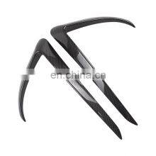 ABS Carbon Fiber Front Fog Light Trim Covers for Tesla Model 3 Frame Eyebrow Stickers Car Accessories 2021 thumbnail-1