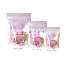 Resealable Smell Proof Hologram Stand Up Pouch Rainbow Color Mylar Holographic Stand Up Bag With Zipper for Jewelry thumbnail-1