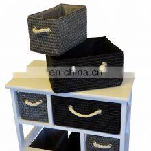 Black Grey White Large Storage Unit Canvas Drawers Basket Rope Bedroom Bathroom thumbnail-4