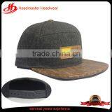 Custom Melton Wool Snapback Cap Wood Brim 5 Panel Watermelon Snapback Hats thumbnail-2