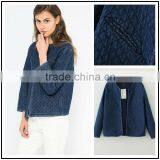 2014 European Women Fashion 100% Cotton Slim Denim Long Sleeve Jeans Winter Cotton-padded Jacket thumbnail-1