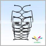 China Manufacturer High Quality Hot Sale Fancy Beautiful Display Rack Antique Red Wine Metal Wire Curved Glass Shelf thumbnail-2