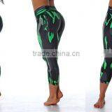 Lime Green Camouflage Crop Tight Legging For Gym Wears, Running Wears, Yoga Wears, Active Wears, Ci-51 thumbnail-1