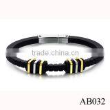 Customized Logo Bio Magnetic Bracelet Genuine Mens Handmade Braided Leather Jewelry Bracelet thumbnail-3