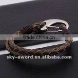 Hot Sale Braided Genuine Leather Bracelet Charm Jewelry GB10203 thumbnail-1