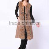 2016 PRETTY STEPS Winter Collections New Woman's Long Slim Feather Sleeveless Coat thumbnail-4