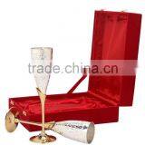 Gold Silver Plated Champagne Flutes Set of 2 Piece With Gift Box, Wine Goblet, Bar Supplies & Accessories thumbnail-1