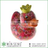 cheap coin box lovely design flower patterns duck shaped ceramic animal piggy bank