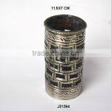 Vase Made in Brass Silver Plated and With Blown Glass thumbnail-1