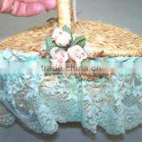 Natural Split Wicker Garden Flower Plant Basket With Lace and Handle thumbnail-3