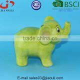 BSCI Audit Factory Glazed Light Green Ceramic Elephant Bank, Child to Cherish Coin Bank thumbnail-5