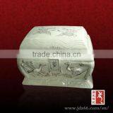 Modern Design High Quality Ivory Glazed Cheap Cremation Urns for Funeral thumbnail-1