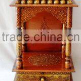 Hand Painted Copper Finish Mini Wooden Temple With Drawer thumbnail-5
